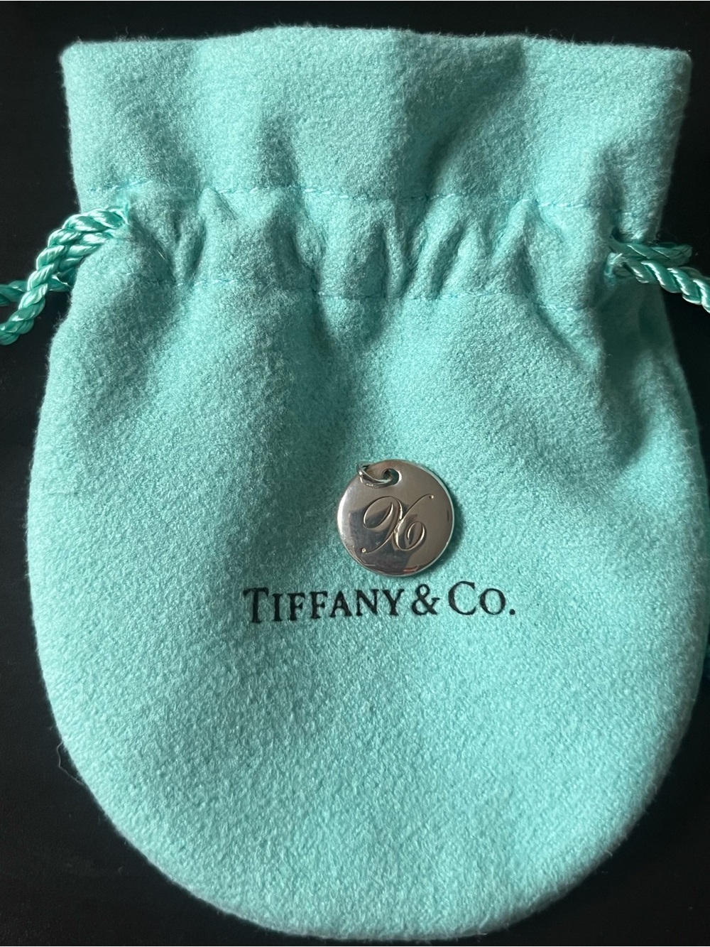 Tiffany & Co. Letter X Alphabet Initial Round Circle Notes Charm